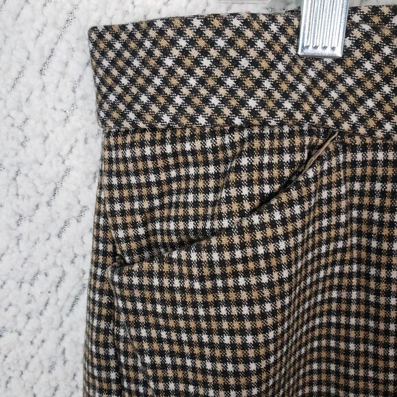 J Jill Ponte Pants Womens L Brown Houndstooth Slim Leg Stretch 35x29 Classiccore - Picture 3 of 9